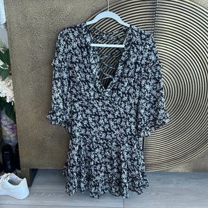 Black floral mini dress